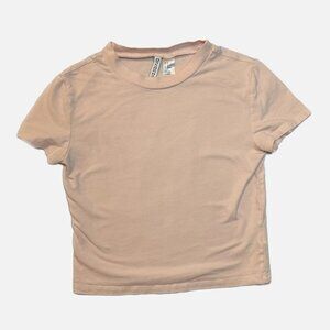 H&M Divided Fitted Short Sleeve Crop Top Pink Peach Size M